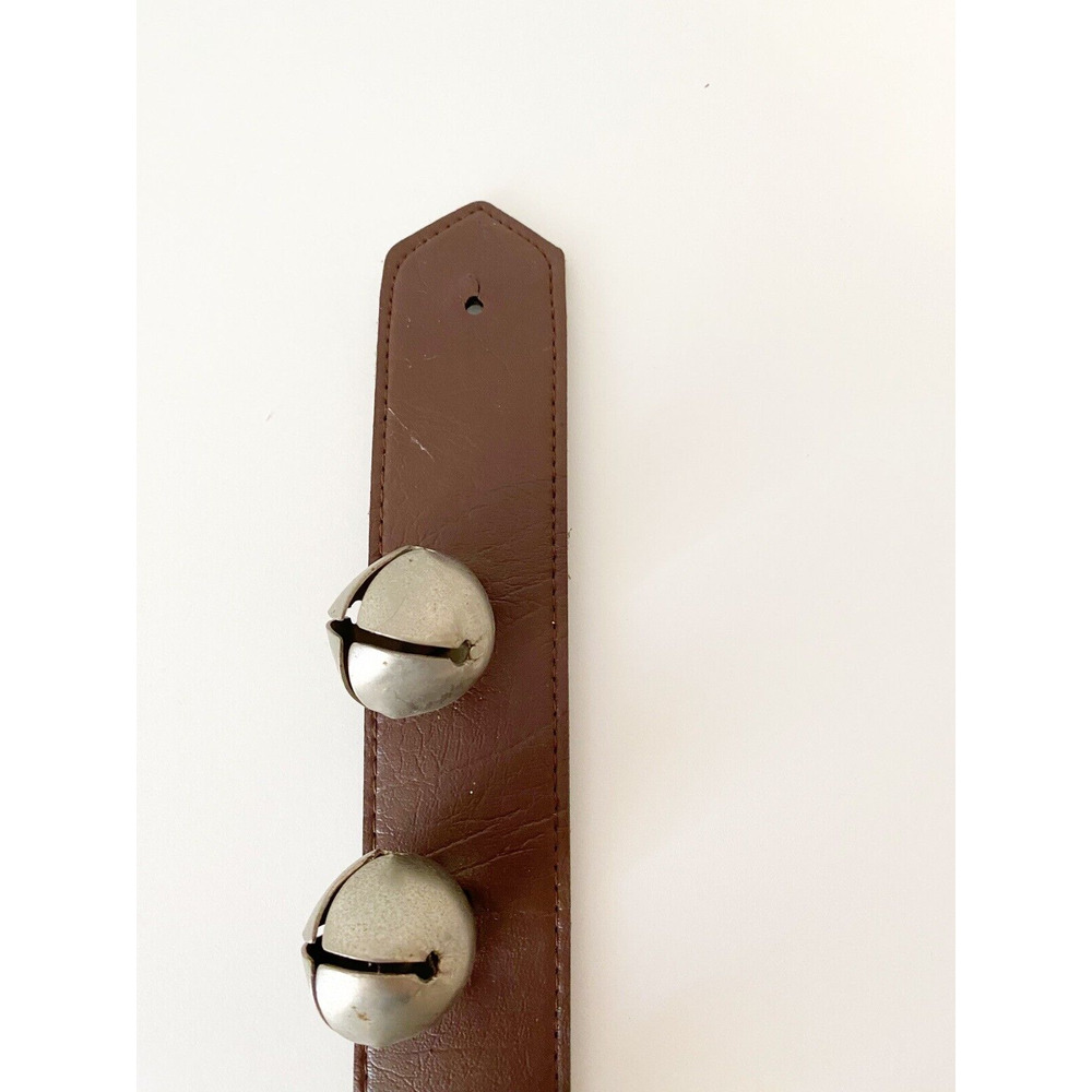 Vintage Sleigh Bells Leather Strap 8 Bells Christmas Holiday Decor Door 24" - Picture 3 of 6